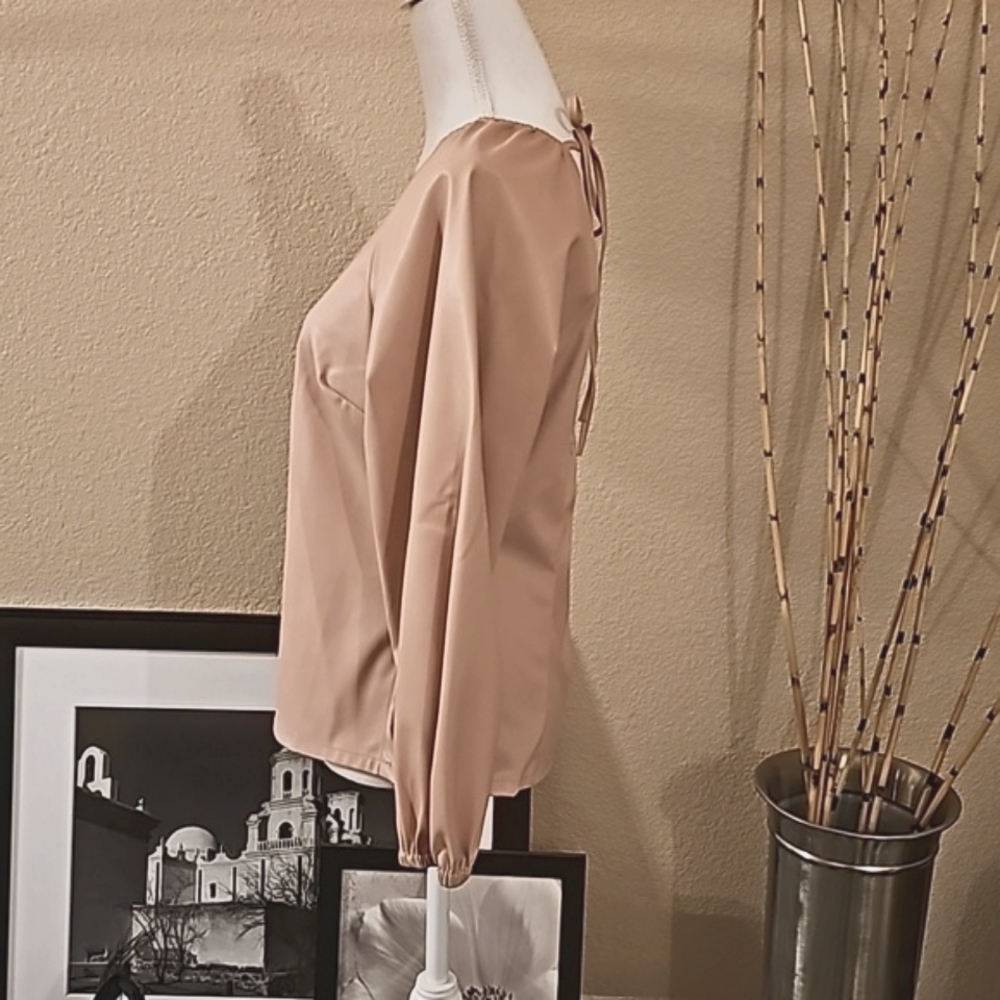 J. Crew Puff Sleeve Faux Leather Top, Size 10 - Picture 3 of 11
